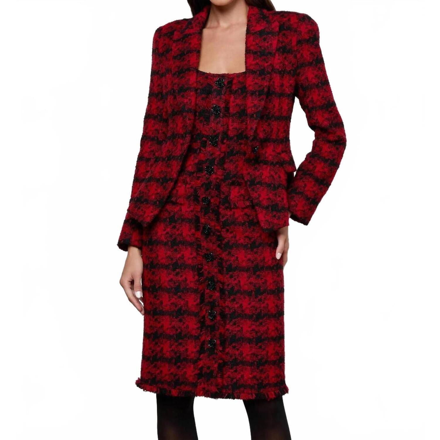 New L'agence Kaisley Blazer In Red Black Houndstooth